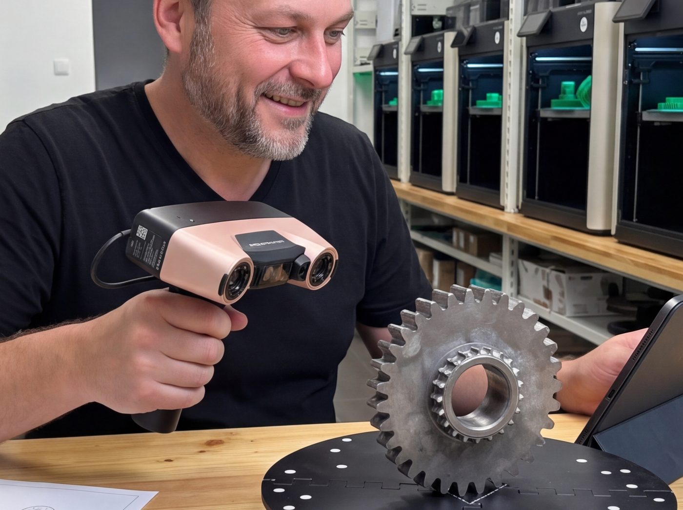 Ruční 3D skener při digitalizaci předmětu