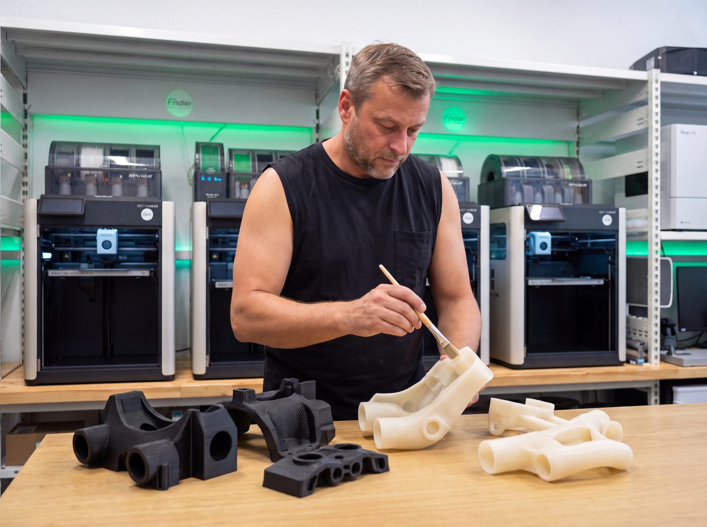 Ruční dokončování a začišťování 3D tištěných dílů v dílně